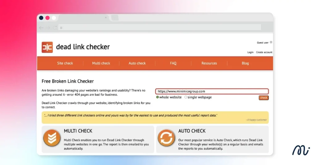 ตัวอย่าง Dead Link Checker