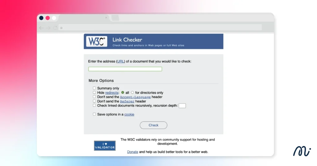 ตัวอย่าง W3C Link Checker
