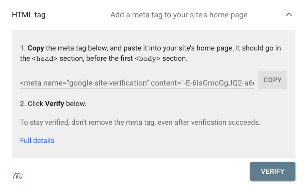 การ Verify ด้วย HTML Tag