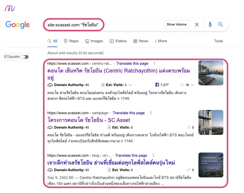 เช็ค URL ที่ Google ได้ Index ด้วยคำสั่ง site: