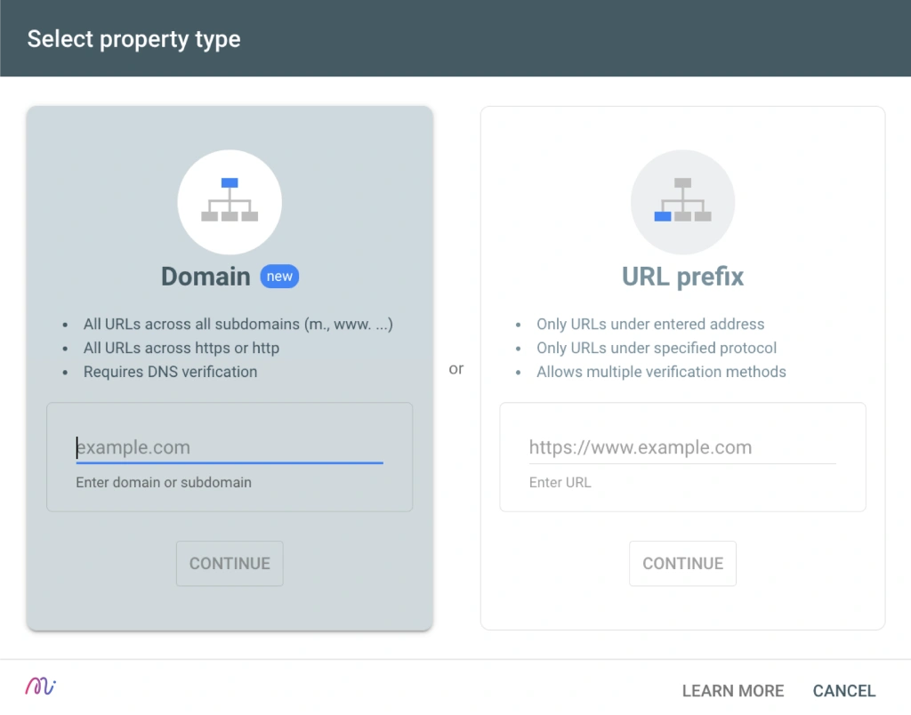 เริ่มต้นติดตั้ง google search console property