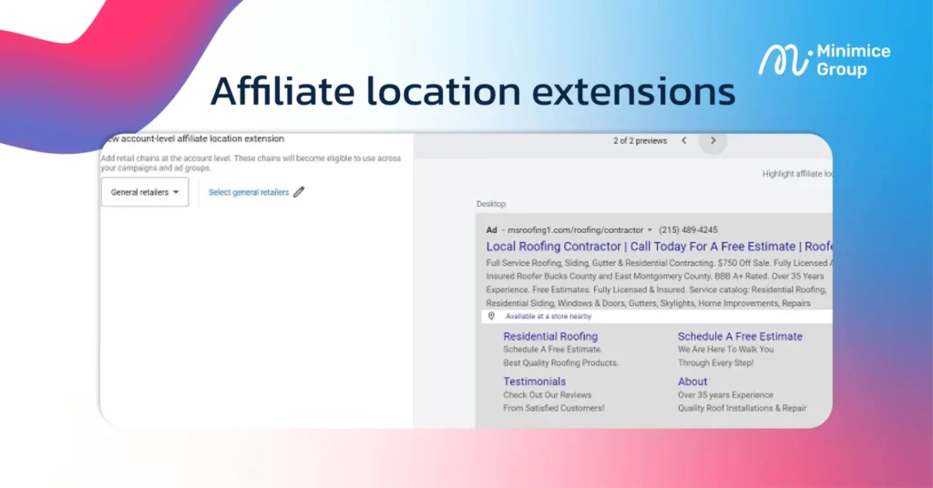 affiliate location extensions