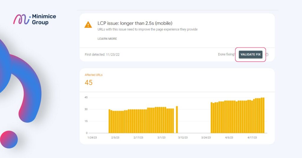 validate issue in google search console