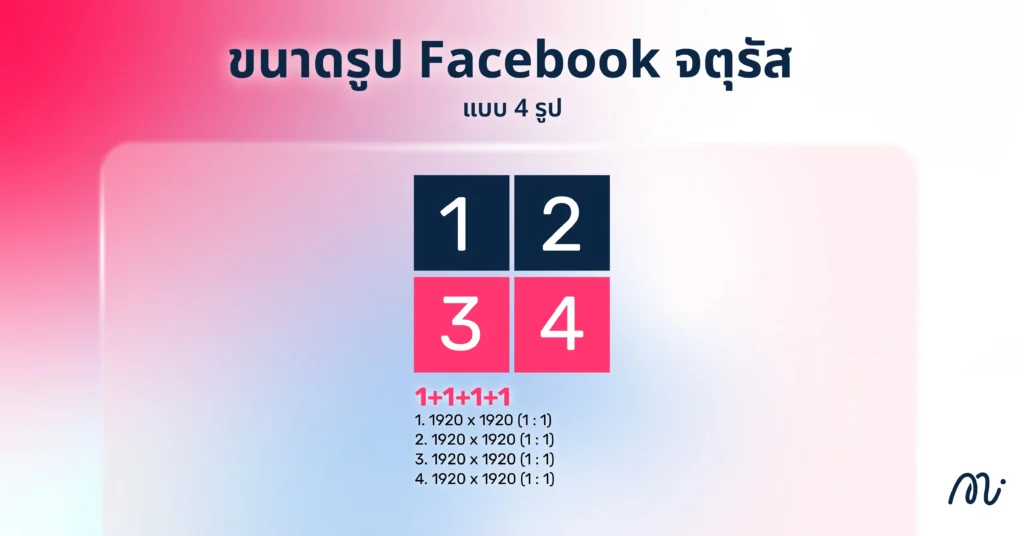 ขนาดรูป Facebook จัตุรัส แบบ 4 รูป