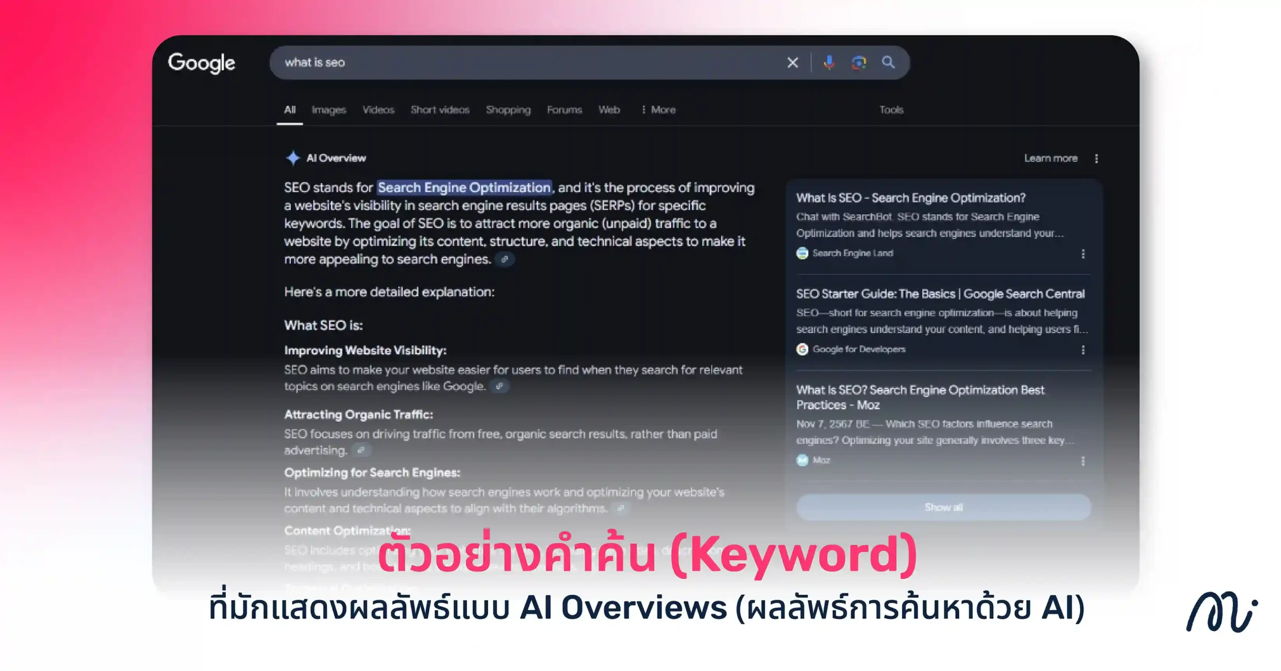 ตัวอย่างคำค้น (Keyword) ที่มักแสดงผลลัพธ์แบบ AI Overviews