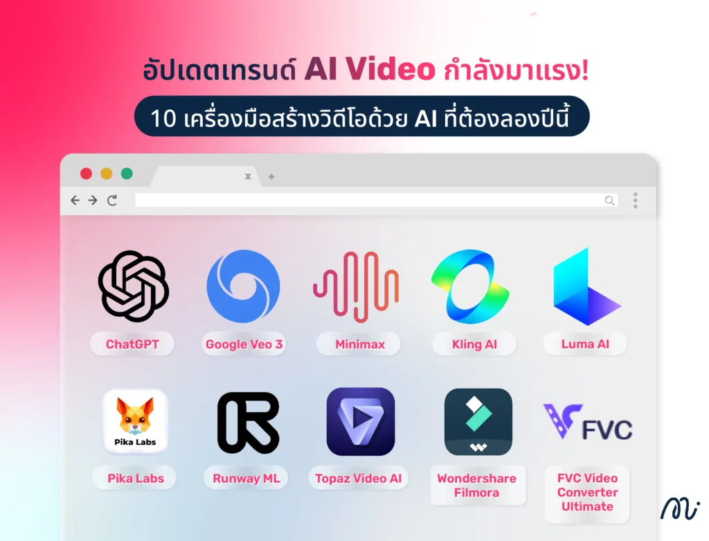 อัปเดตเทรนด์ AI Video กำลังมาแรง! 10 เครื่องมือสร้างวิดีโอด้วย AI ที่ต้องลองปีนี้