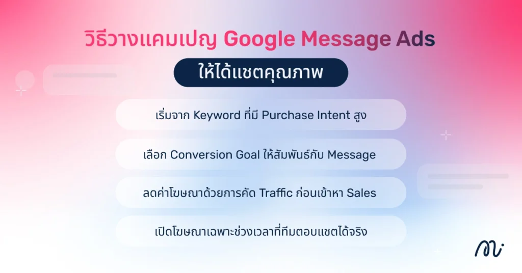 วิธีวางแคมเปญ Google Message Ads ให้ได้แชตคุณภาพ